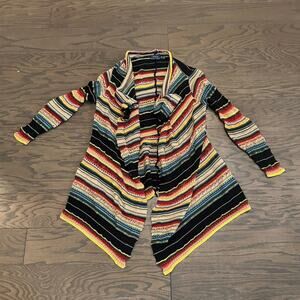 Polo Ralph Lauren Serape Cardigan Striped Linen Blend Draped Cardigan Size XS